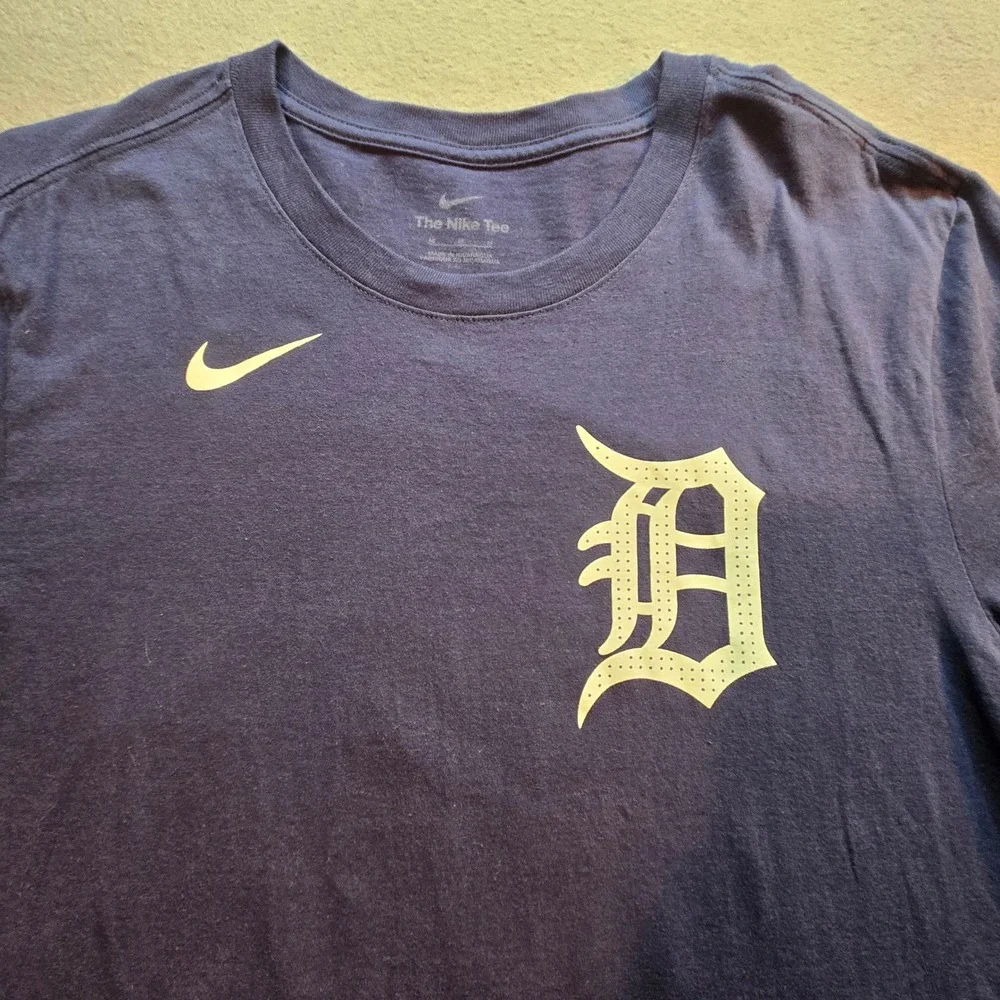 Nike Mens Detroit Tigers Kerry Carpenter #30 Navy‎ Blue Graphic T-Shirt Medium